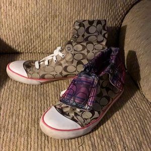 Lightly Used Coach Hightop Canvas shoes size 9.5